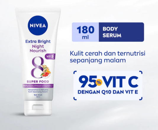Body Serum Extra Bright Night Nourish Vit E 180ml 2
