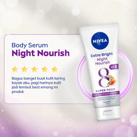 Body Serum Extra Bright Night Nourish Vit E 180ml 4