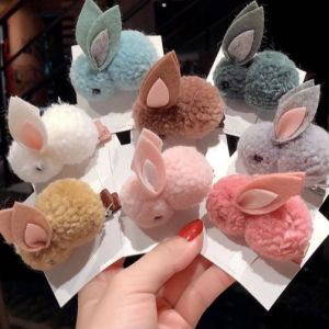 Jepit Rambut Bentuk Kelinci Bahan Halus Gaya Korea Jepit Bunny Pompom Import