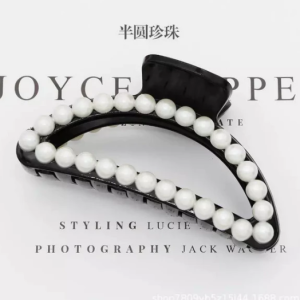 Jepit Rambut Korea Hitam Mutiara Black Pearl 7cm Model Sabit Pita Import
